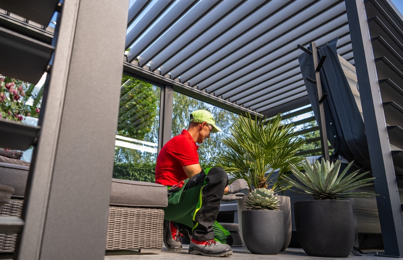 homme qui entretient une pergola